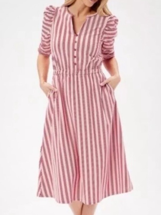 Matilda Jane Dresses & Skirts - Matilda Jane Heart to Heart McIntosh Red Striped Knit Dress with Pockets